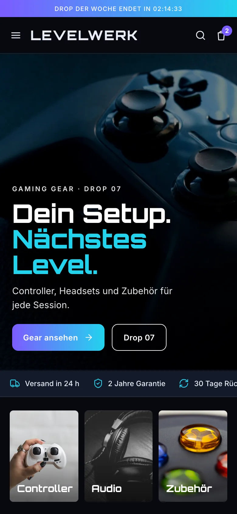 Beispiel-Shop Levelwerk am Handy