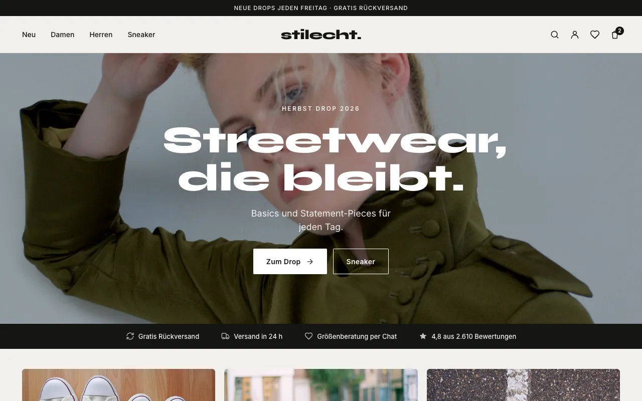 Beispiel-Shop Stilecht am Desktop